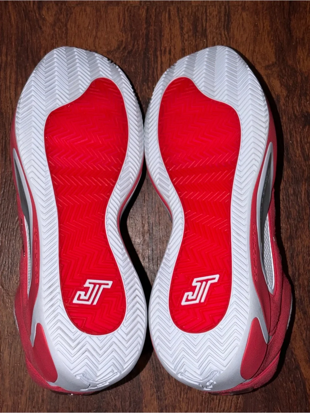 Red Jordans size 9.5 Tatum basketball shoes